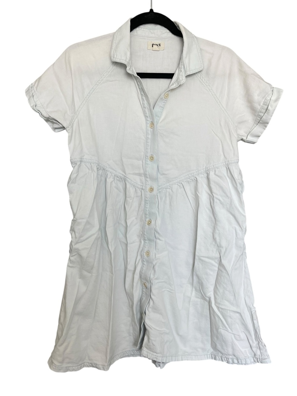 Pact Light Blue Button-Front Mini Dress
